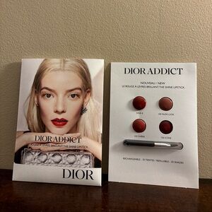 4 Dior Addict Lipstick Samples w Mini Lip Brush Brand New